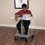 Luxor Pneumatic Sit Stand Desk, 27.5 x 19.5 x 26.25 to 42, White/Gray (LXCSTUDENTP) Each