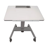 Luxor Pneumatic Adjustable Height Flip Top Student Desk, 27.5 x 19.5 x 26.25 to 42, White/Gray (LXOSTUDENTPTILT) Each