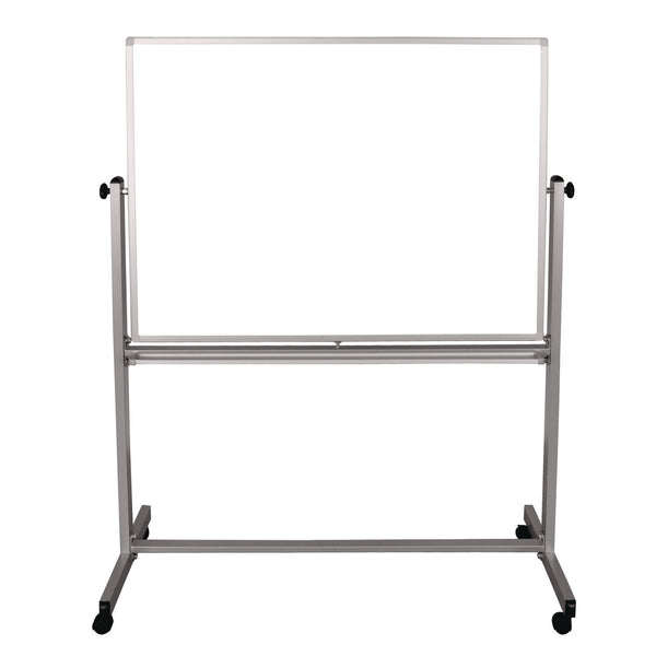 Luxor Mobile Magnetic Whiteboard, 48" x 36", White Surface, Silver Aluminum Frame (LXOMB4836WW) Each