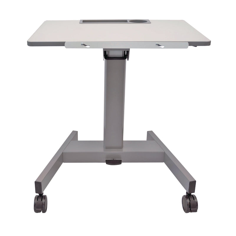 Luxor Pneumatic Adjustable Height Flip Top Student Desk, 27.5 x 19.5 x 26.25 to 42, White/Gray (LXOSTUDENTPTILT) Each