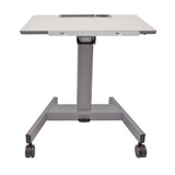 Luxor Pneumatic Adjustable Height Flip Top Student Desk, 27.5 x 19.5 x 26.25 to 42, White/Gray (LXCSTUDENTPTILT) Each