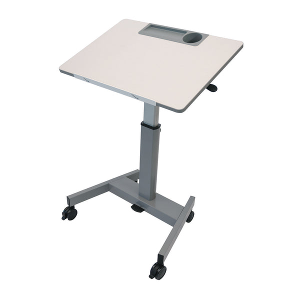 Luxor Pneumatic Adjustable Height Flip Top Student Desk, 27.5 x 19.5 x 26.25 to 42, White/Gray (LXOSTUDENTPTILT) Each