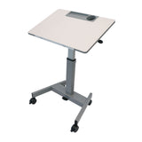 Luxor Pneumatic Adjustable Height Flip Top Student Desk, 27.5 x 19.5 x 26.25 to 42, White/Gray (LXCSTUDENTPTILT) Each