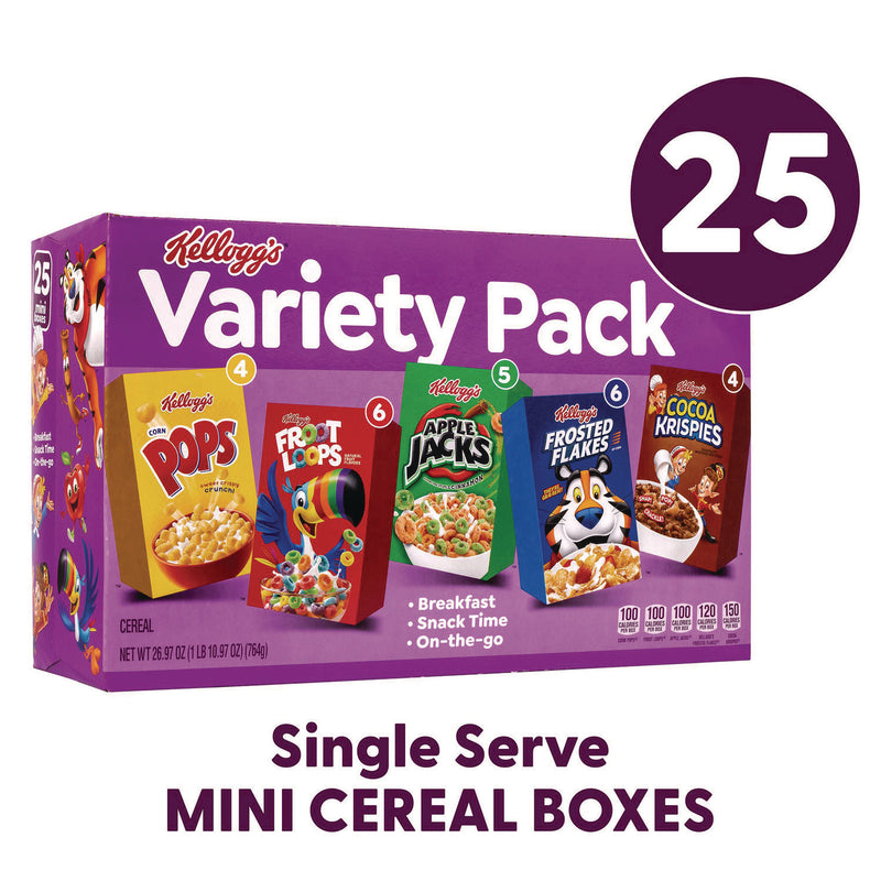 Kellogg's® Cereal Assortment Pack, Assorted Flavors, Single Serve Box, 25/Carton (GRR22002287) Case of 25