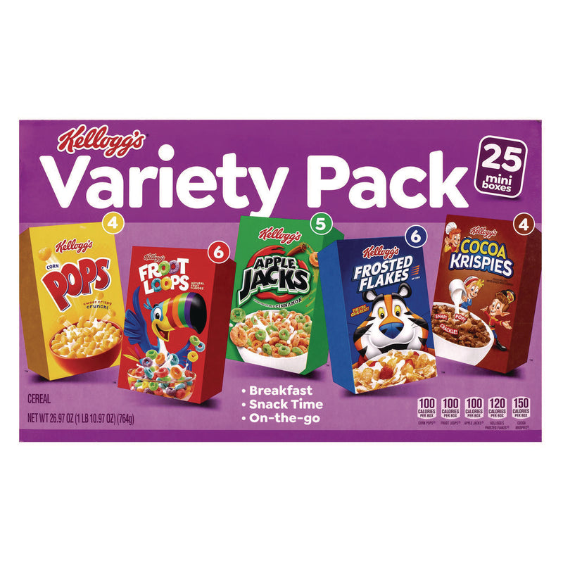 Kellogg's® Cereal Assortment Pack, Assorted Flavors, Single Serve Box, 25/Carton (GRR22002287) Case of 25