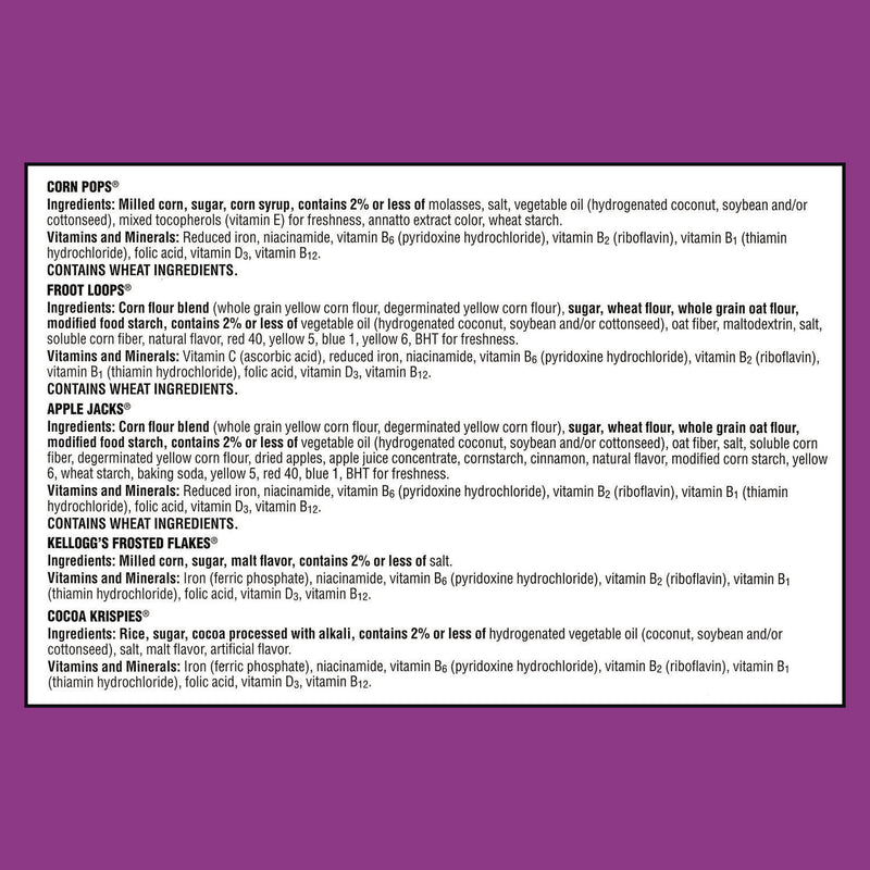 Kellogg's® Cereal Assortment Pack, Assorted Flavors, Single Serve Box, 25/Carton (GRR22002287) Case of 25