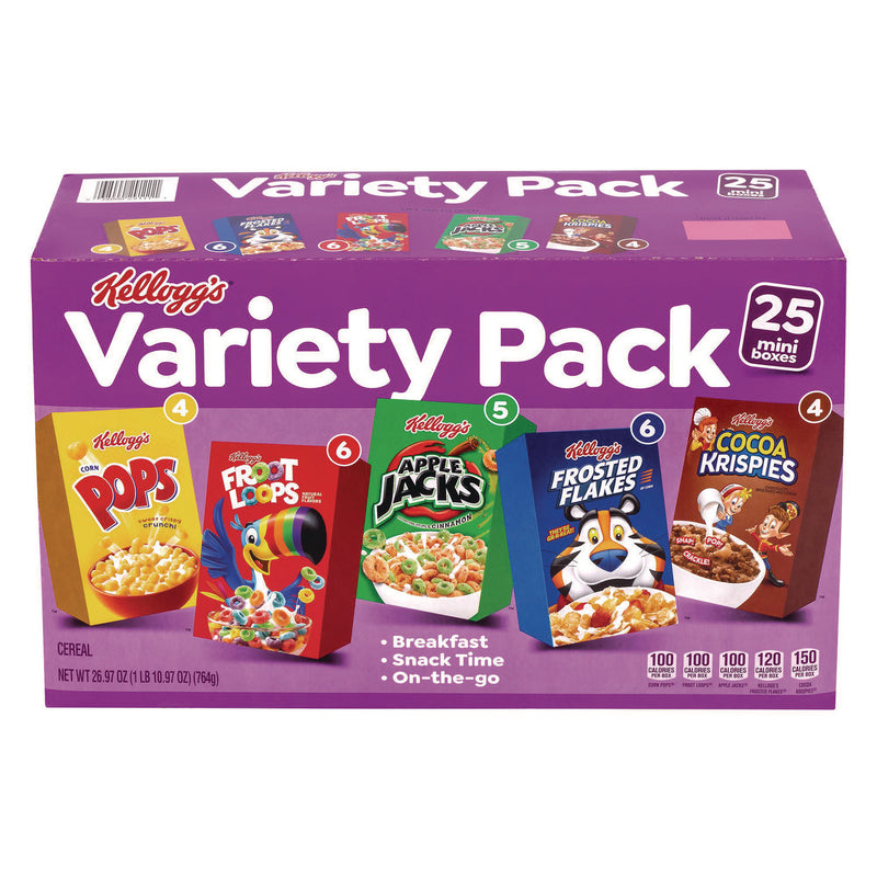 Kellogg's® Cereal Assortment Pack, Assorted Flavors, Single Serve Box, 25/Carton (GRR22002287) Case of 25