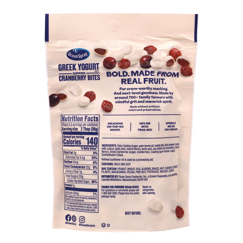 Ocean Spray® Greek Yogurt Dipped Cranberry Bites, Cranberry/Yogurt, 5 oz Bag, 12/Carton (GRR22002298) Case of 12