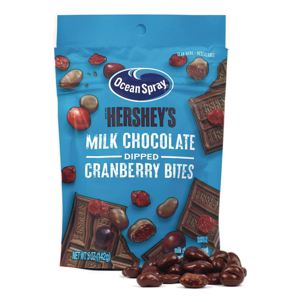 Ocean Spray® Milk Chocolate Dipped Cranberry Bites, Cranberry/Chocolate, 5 oz Bag, 12/Carton (GRR22002299) Case of 12