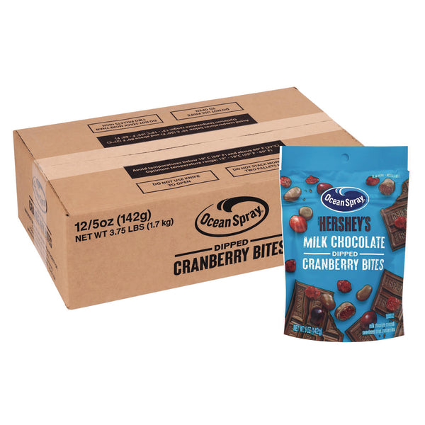 Ocean Spray® Milk Chocolate Dipped Cranberry Bites, Cranberry/Chocolate, 5 oz Bag, 12/Carton (GRR22002299) Case of 12