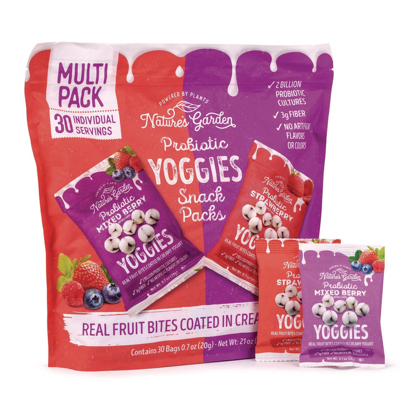 Nature's Garden Probiotic Yoggies Variety Snack Pack, Assorted Flavors, 0.7 oz Bag, 30/Carton (GRR22002303) Case of 30