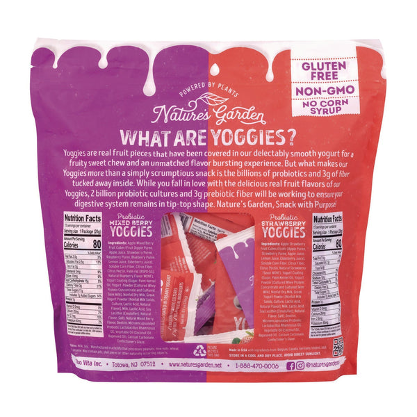 Nature's Garden Probiotic Yoggies Variety Snack Pack, Assorted Flavors, 0.7 oz Bag, 30/Carton (GRR22002303) Case of 30