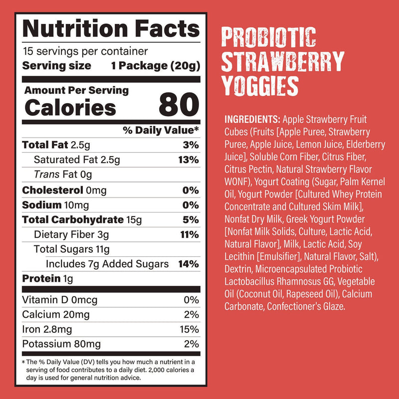 Nature's Garden Probiotic Yoggies Variety Snack Pack, Assorted Flavors, 0.7 oz Bag, 30/Carton (GRR22002303) Case of 30