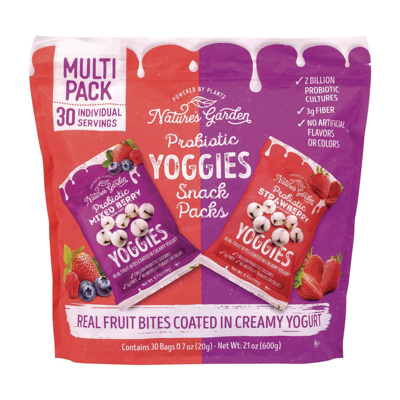 Nature's Garden Probiotic Yoggies Variety Snack Pack, Assorted Flavors, 0.7 oz Bag, 30/Carton (GRR22002303) Case of 30