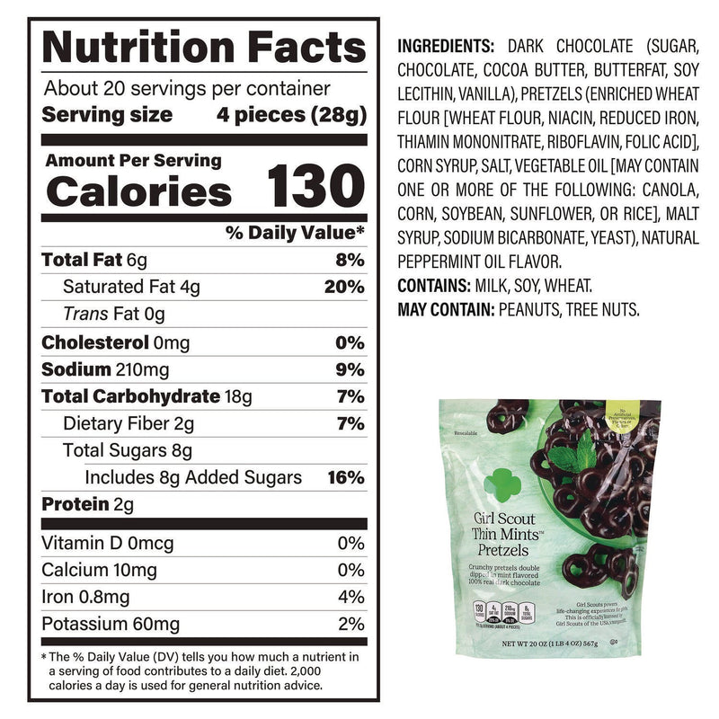girl scouts Thin Mints Pretzels, Mint Chocolate, 20 oz Bag (GRR22002340) Each