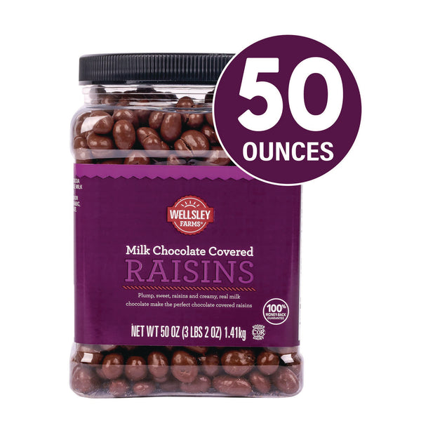 Wellsley Farms™ Milk Chocolate Covered Raisins, 50 oz Jar (GRR22002345) Each