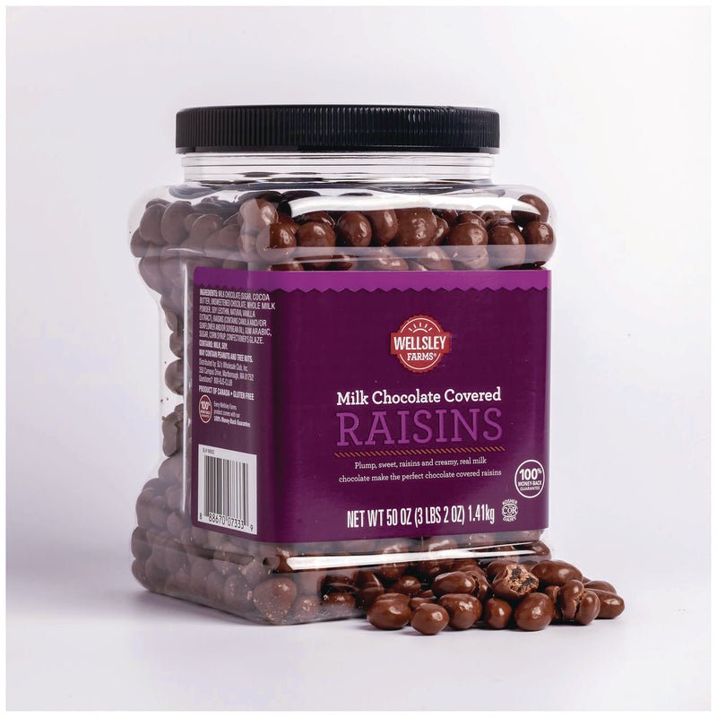 Wellsley Farms™ Milk Chocolate Covered Raisins, 50 oz Jar (GRR22002345) Each