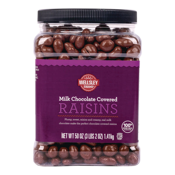 Wellsley Farms™ Milk Chocolate Covered Raisins, 50 oz Jar (GRR22002345) Each