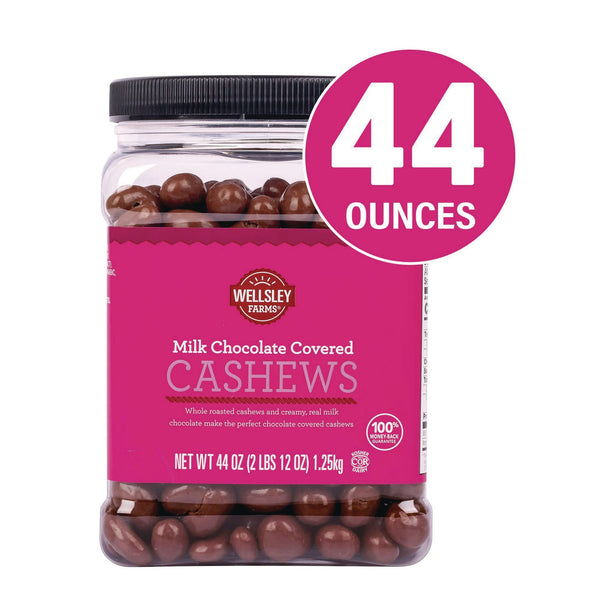 Wellsley Farms™ Milk Chocolate Covered Cashews, 44 oz Jar (GRR22002346) Each