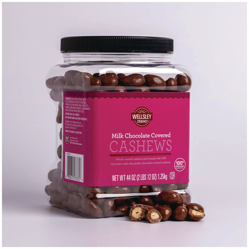 Wellsley Farms™ Milk Chocolate Covered Cashews, 44 oz Jar (GRR22002346) Each