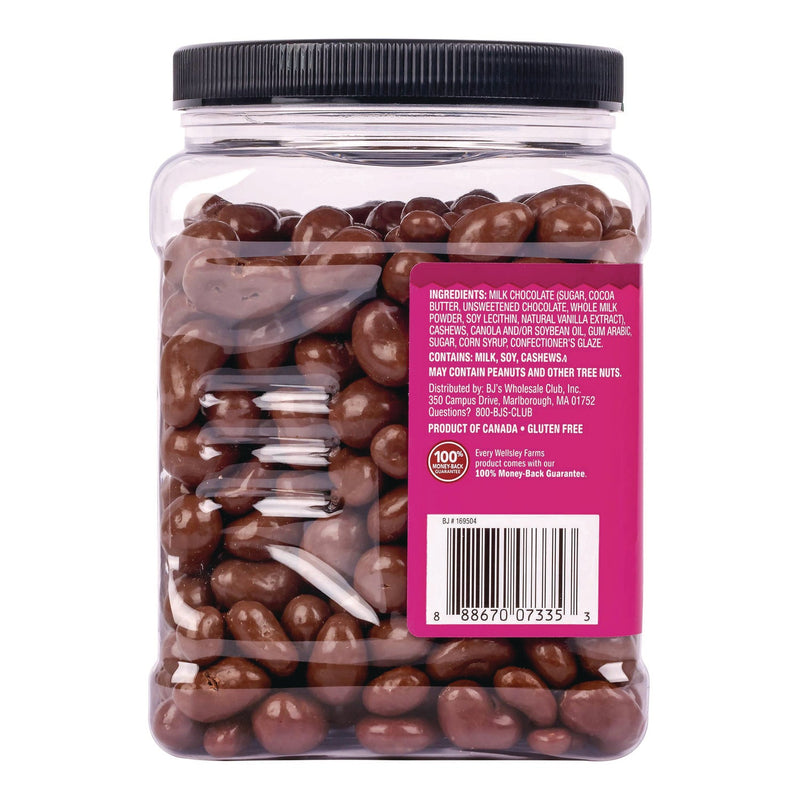 Wellsley Farms™ Milk Chocolate Covered Cashews, 44 oz Jar (GRR22002346) Each