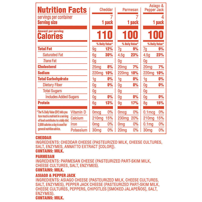 Whisps® Baked Cheese Bites Variety Snack Packs, Assorted Flavors, 0.63 oz Packet, 18/Carton (GRR22002347) Case of 18