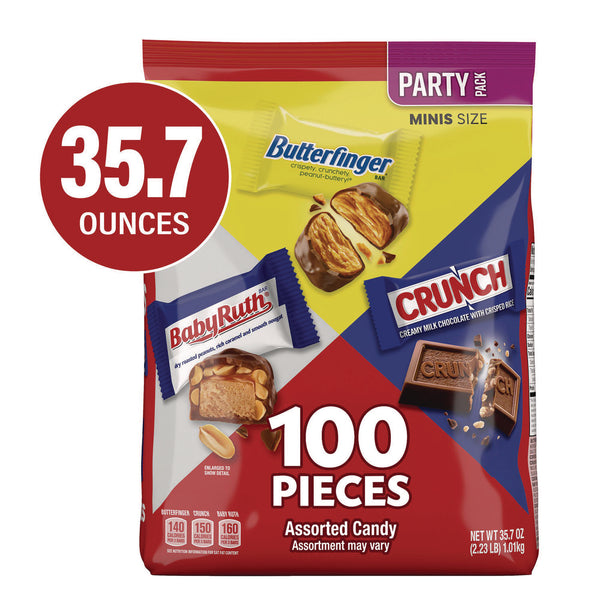Butterfinger® Assorted Party Candy Pack Mini, Chocolate, 35.7 oz Bag, 100 Pieces (GRR22002356) Case of 100