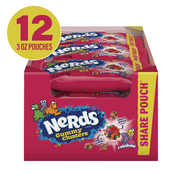NERDS® Rainbow Gummy Clusters Share Pack, Assorted Flavors, 3 oz Packet, 12/Carton (GRR22002360) Case of 12