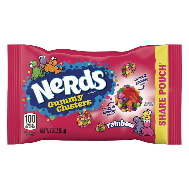 NERDS® Rainbow Gummy Clusters Share Pack, Assorted Flavors, 3 oz Packet, 12/Carton (GRR22002360) Case of 12