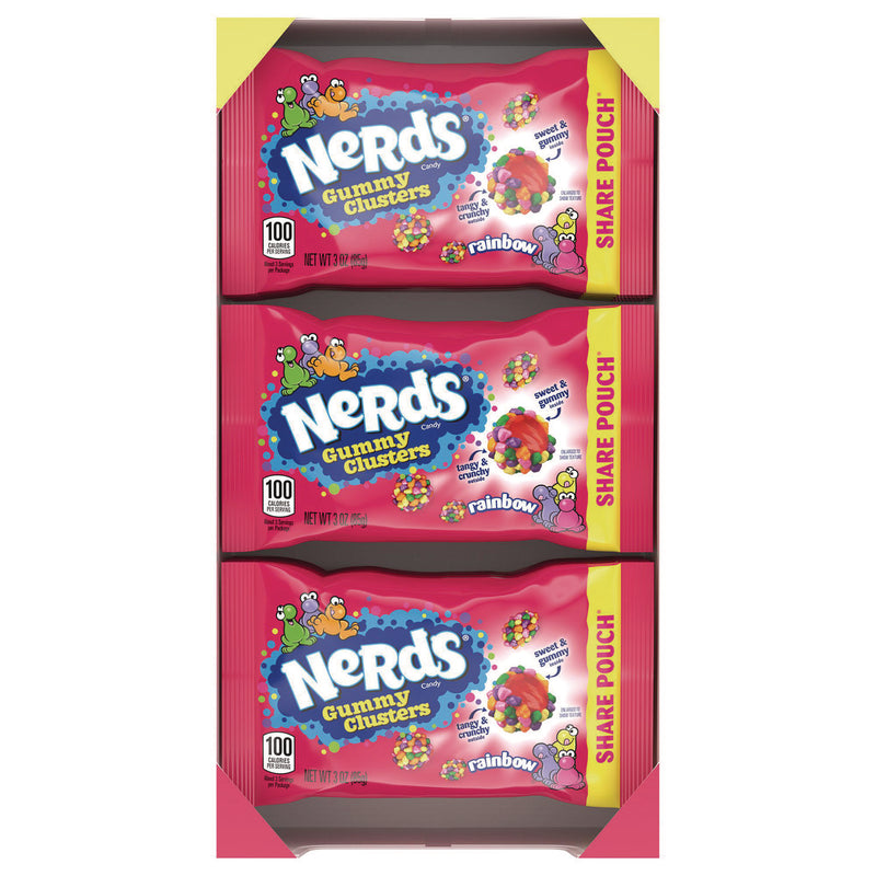 NERDS® Rainbow Gummy Clusters Share Pack, Assorted Flavors, 3 oz Packet, 12/Carton (GRR22002360) Case of 12