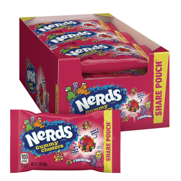 NERDS® Rainbow Gummy Clusters Share Pack, Assorted Flavors, 3 oz Packet, 12/Carton (GRR22002360) Case of 12