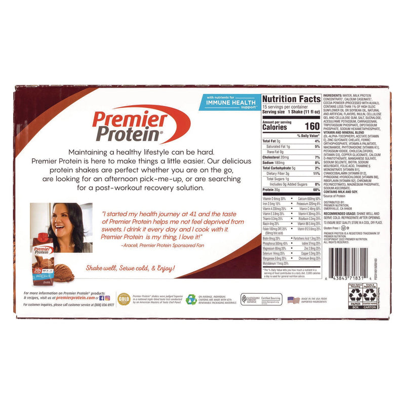 Premier Protein® Chocolate Shake, 11 oz, 15/Carton (GRR22002369) Case of 15