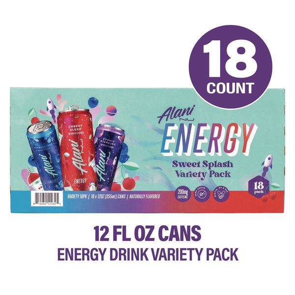 Alani Nu Energy Sweet Splash Variety Pack, Assorted Flavors, 12 oz Can, 18/Carton (GRR22002374) Case of 18