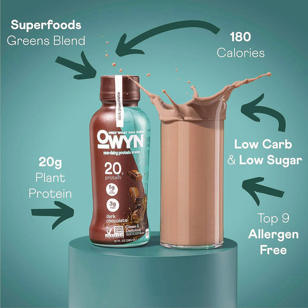 OWYN™ 20 g Protein Drink, Chocolate, 12 oz Bottle, 12/Carton (GRR38200001) Case of 12