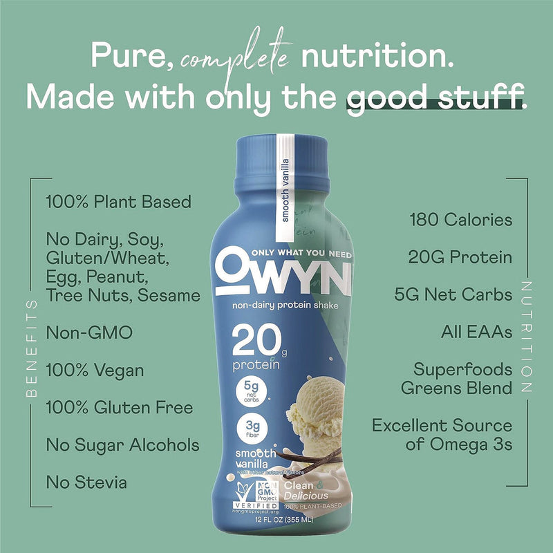 OWYN™ 20 g Protein Drink, Vanilla, 12 oz Bottle, 12/Carton (GRR38200002) Case of 12