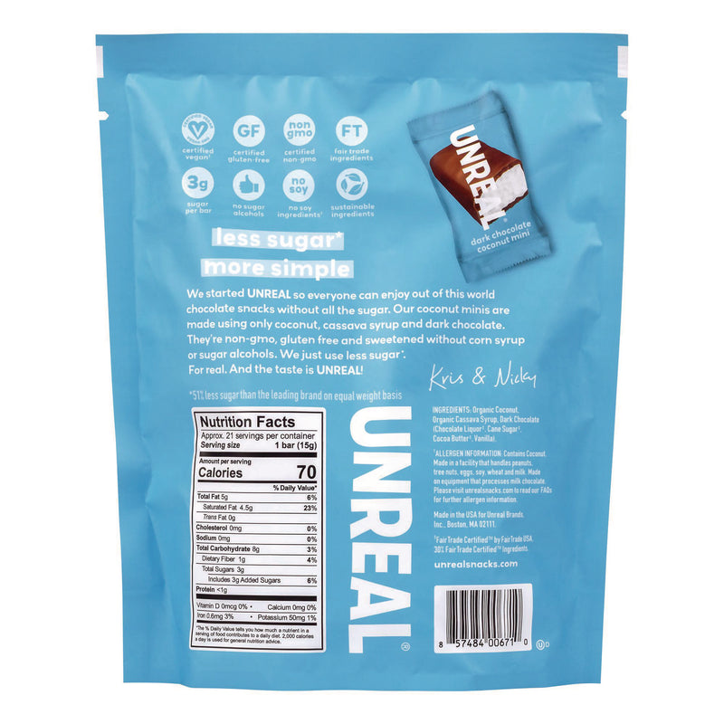 UNREAL® Dark Chocolate Coconut Minis and PB Cups Variety, 11.1 oz Bag (Dk Chocolate Coconut), 10.05 oz Bag (Dk Chocolate PB), 2/CT (GRR60003006) Case of 2