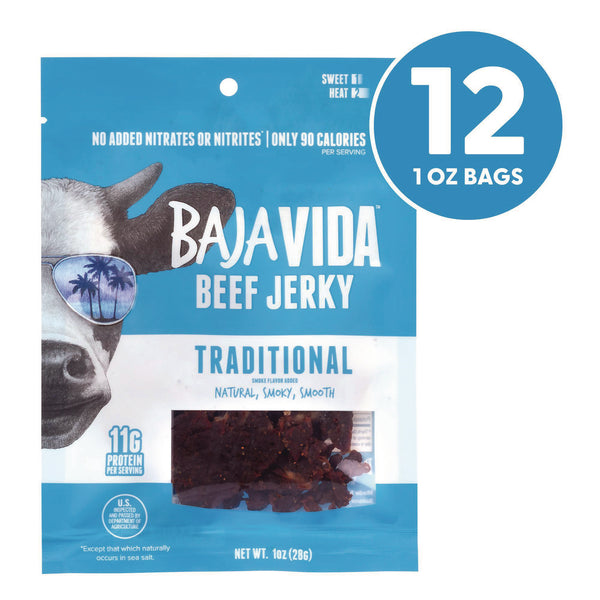 Baja Jerky Beef Jerky Traditional Snack Pack, Original, 1 oz Packet, 12/Carton (GRR22002304) Case of 12