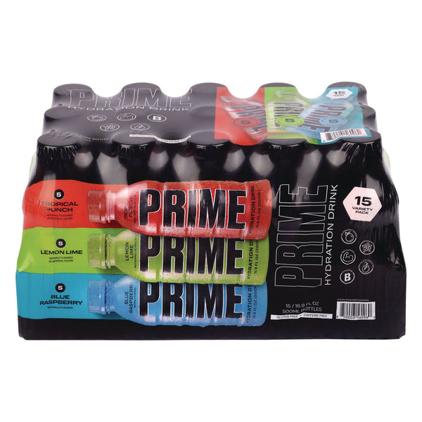 PRIME® Hydration Drink Variety Pack, Assorted Flavors, 6.9 oz Bottle, 15/Carton (GRR22002384) Case of 15
