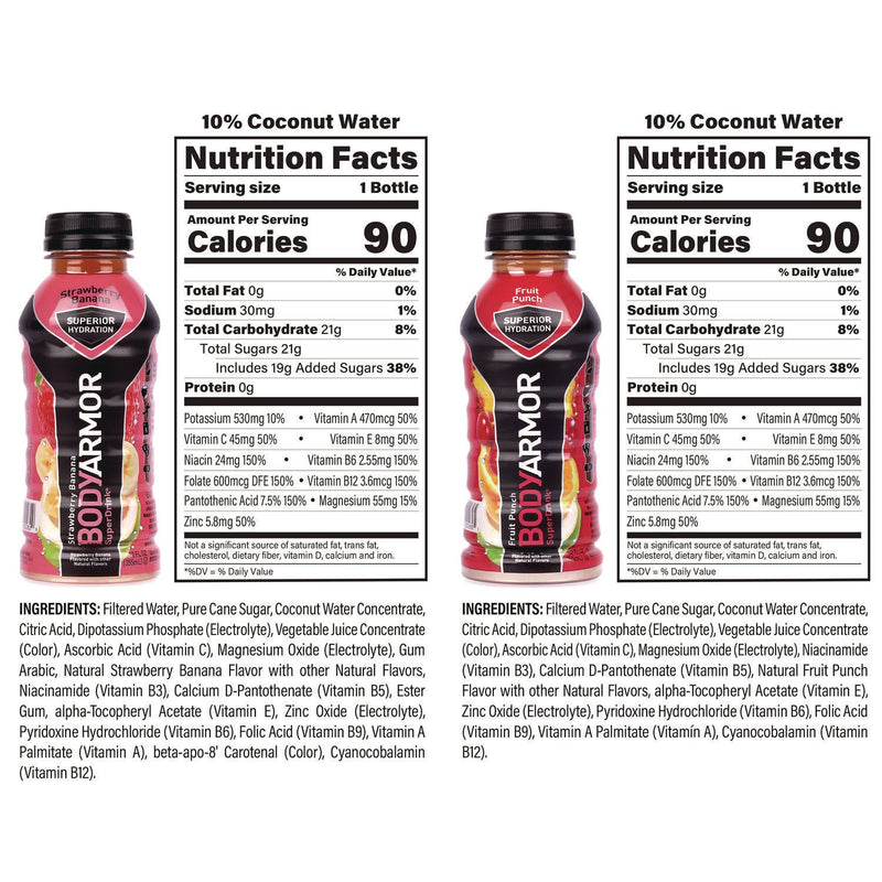 BodyArmor BASE Sports Drink Variety Pack, Assorted Flavors, 12 oz Bottle, 24/Carton (GRR22002381) Case of 24
