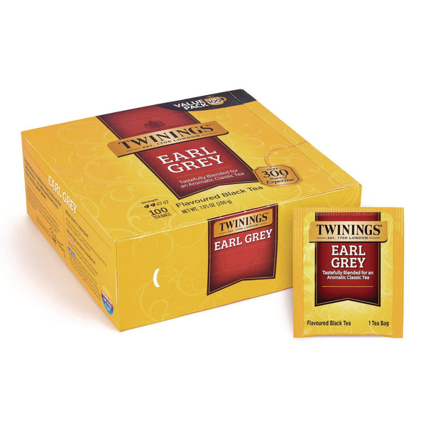 TWININGS® Tea Bags, Earl Grey, Individually Wrapped, 100/Carton (GRR22002386) Case of 100