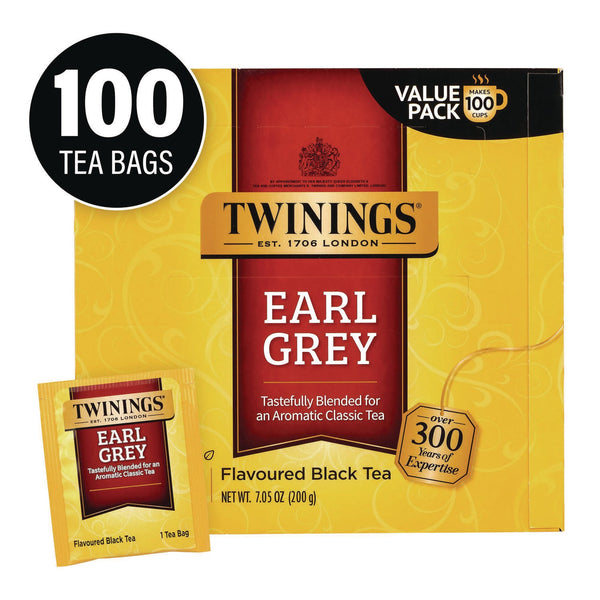 TWININGS® Tea Bags, Earl Grey, Individually Wrapped, 100/Carton (GRR22002386) Case of 100