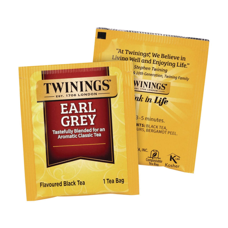 TWININGS® Tea Bags, Earl Grey, Individually Wrapped, 100/Carton (GRR22002386) Case of 100
