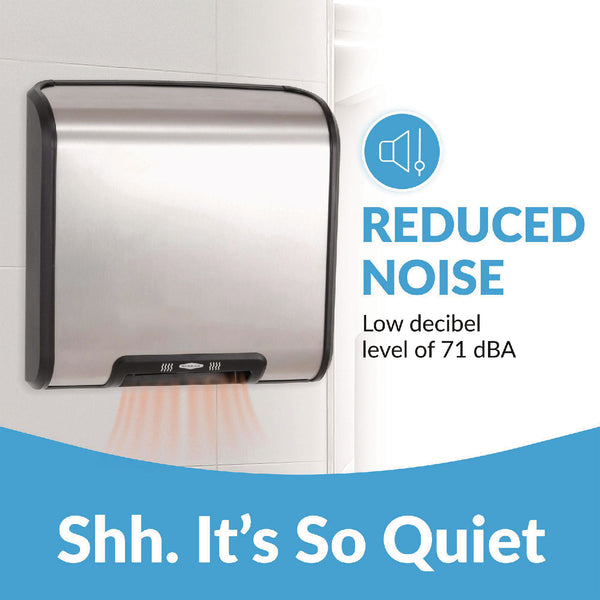 Bobrick TrimLineSeries QuietDry Surface-Mounted ADA Automatic Hand Dryer, 115 V, Satin Stainless Steel (BOB7128) Each