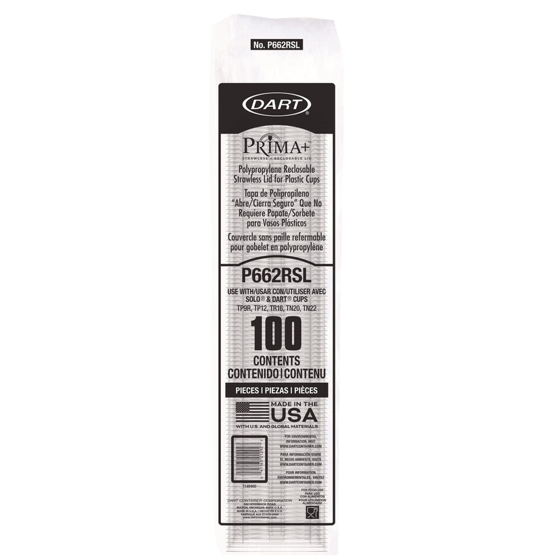 Dart® Prima Strawless Plastic Lids, Fits 9 oz to 20 oz Cold Cups, Clear, 1,000/Carton (DCCP662RSL) Case of 1000