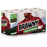 Brawny® Tear-A-Square Perforated Kitchen Roll Towels, Double Roll, 2-Ply, 11" x 11", White, 120 Sheets/Roll, 8 Rolls/Pack (GPC443665) Each