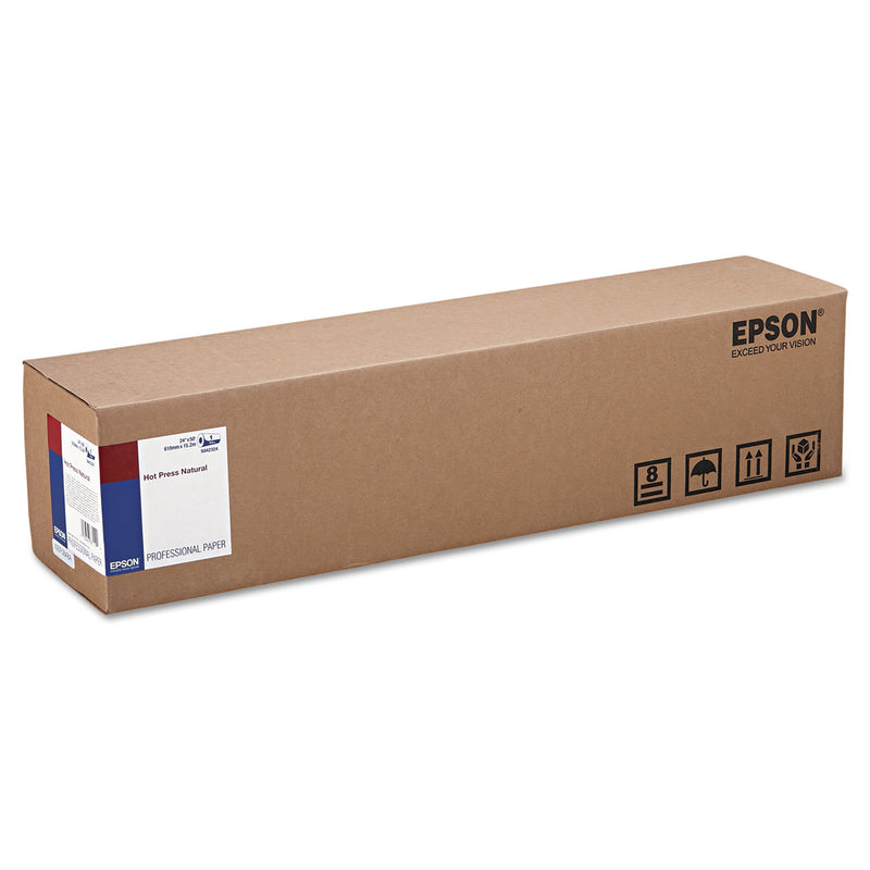 Epson® Hot Press Natural Fine Art Paper Roll, 16 mil, 24" x 50 ft, Smooth Matte Natural (EPSS042324) Each