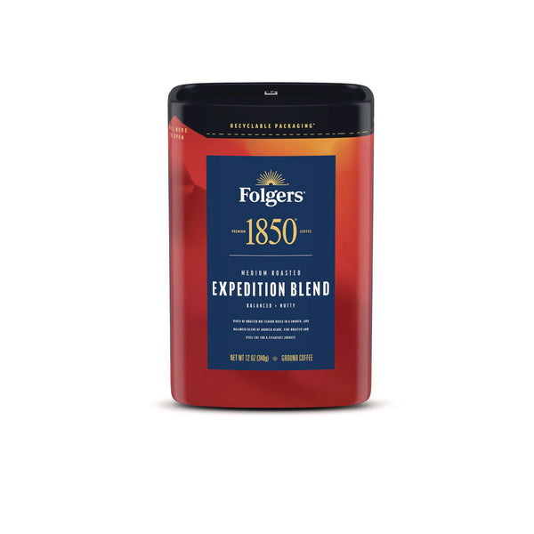 1850 Expedition Blend Roast Ground Coffee, 12 oz Canister, 6/Carton (FOL93312) Case of 6