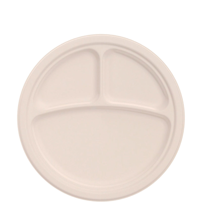 Dart® Compostable Fiber Dinnerware, ProPlanet Seal, 3-Compartment Plate, 10.2" dia, Natural, 500/Carton (DCC10FBRP3) Case of 500