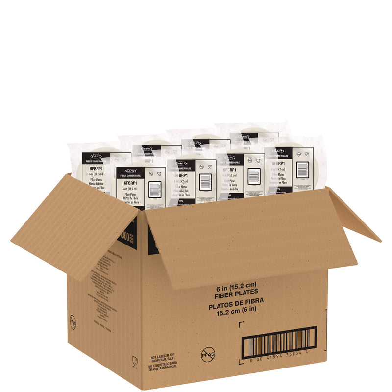 Dart® Compostable Fiber Dinnerware, ProPlanet Seal, Plate, 6" dia, Natural, 1,000/Carton (DCC6FBRP1) Case of 1000
