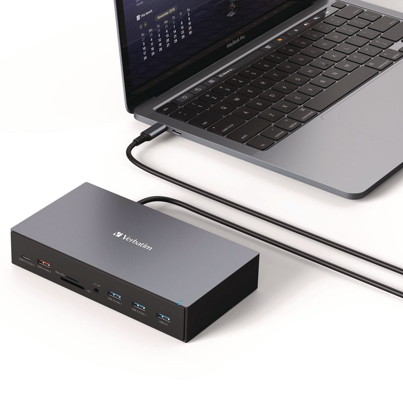 Verbatim® USB-C Pro Docking Station 17-in-1, Audio/DisplayPort/HDMI/Micro SD/RJ45/SD/USB-A/USB-C, Gray (VER32172) Each